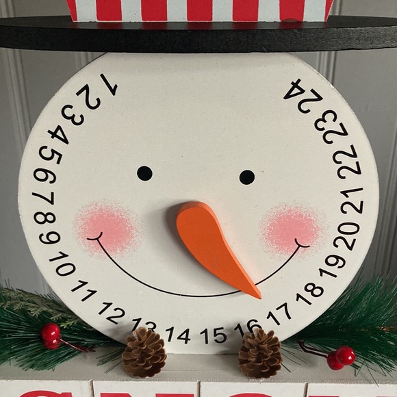 NWT- Wooden Snowman ⛄️ Let It Snow 24 Days To Christmas Countdown Decoration - Picture 5 of 16